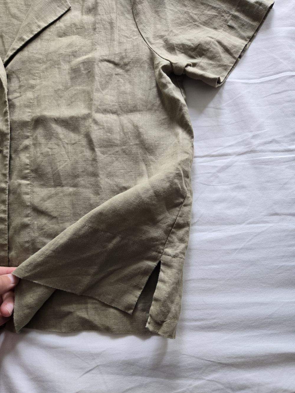 Quince 100% European Flax Linen Short Sleeve Shirt Olive Green Small CMA01 - Picture 12 of 15